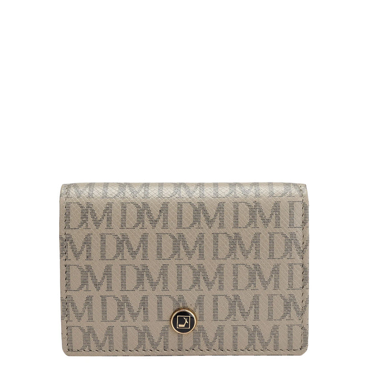 Monogram Leather Card Case - Chalk