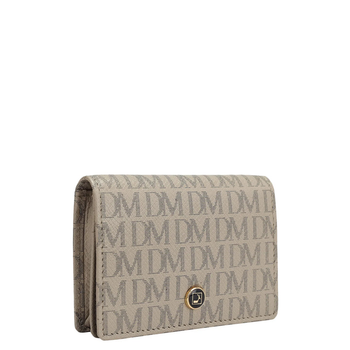 Monogram Leather Card Case - Chalk