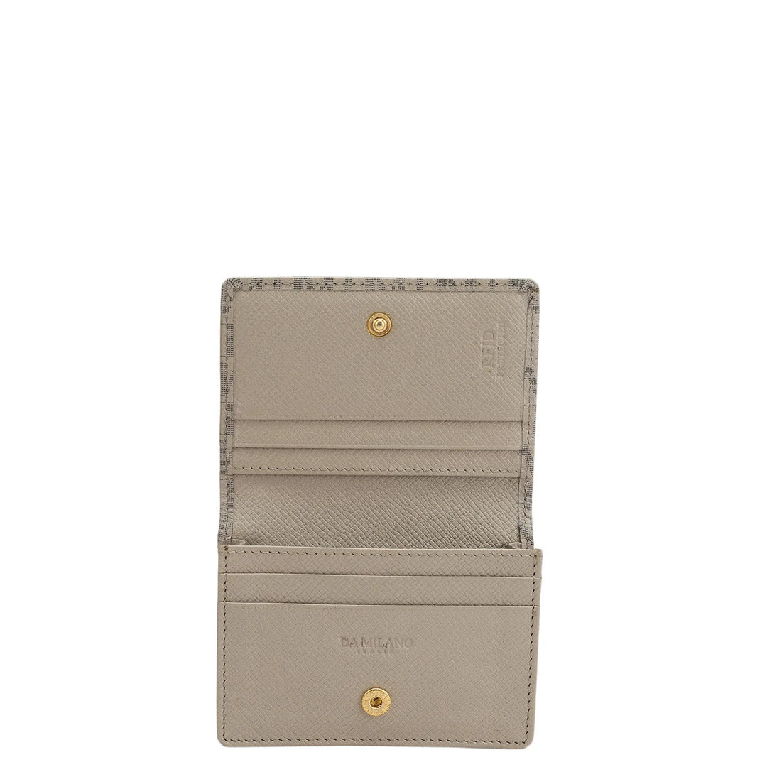 Monogram Leather Card Case - Chalk