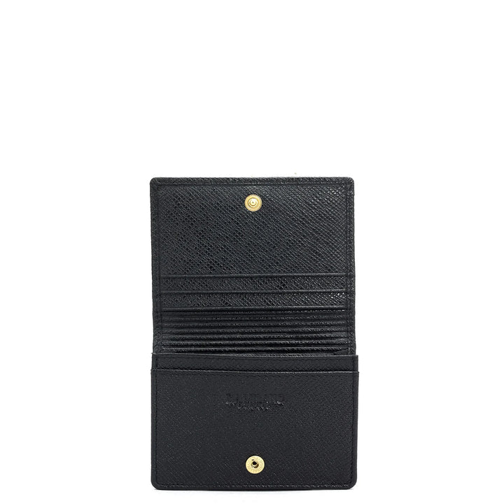 4 Slots Leather Card Case - Black