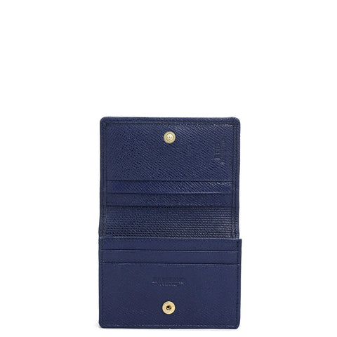 4 Slots Leather Card Case - Ink Blue