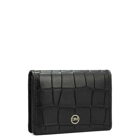 4 Slots Leather Card Case - Black