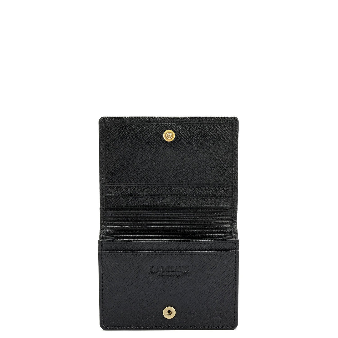4 Slots Leather Card Case - Black