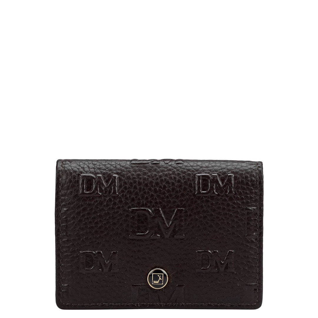 Monogram Wax Leather Card Case - Chocolate