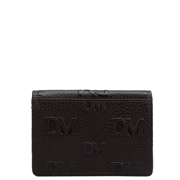 Monogram Wax Leather Card Case - Chocolate