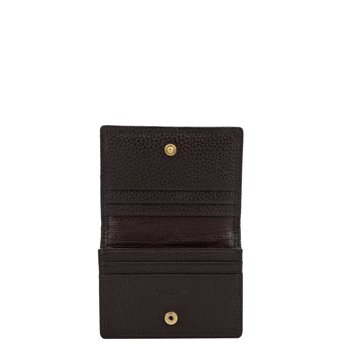 Monogram Wax Leather Card Case - Chocolate