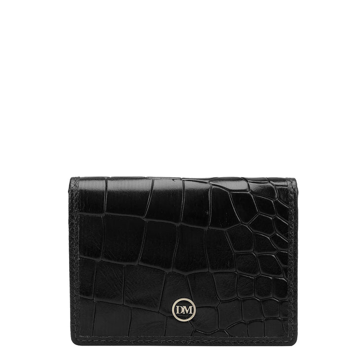 Croco Leather Card Case - Black