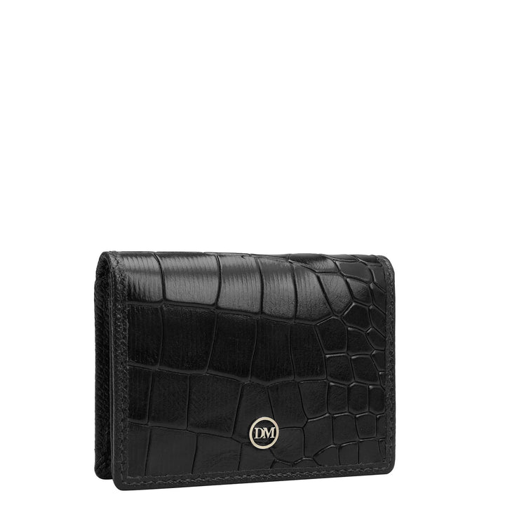 Croco Leather Card Case - Black