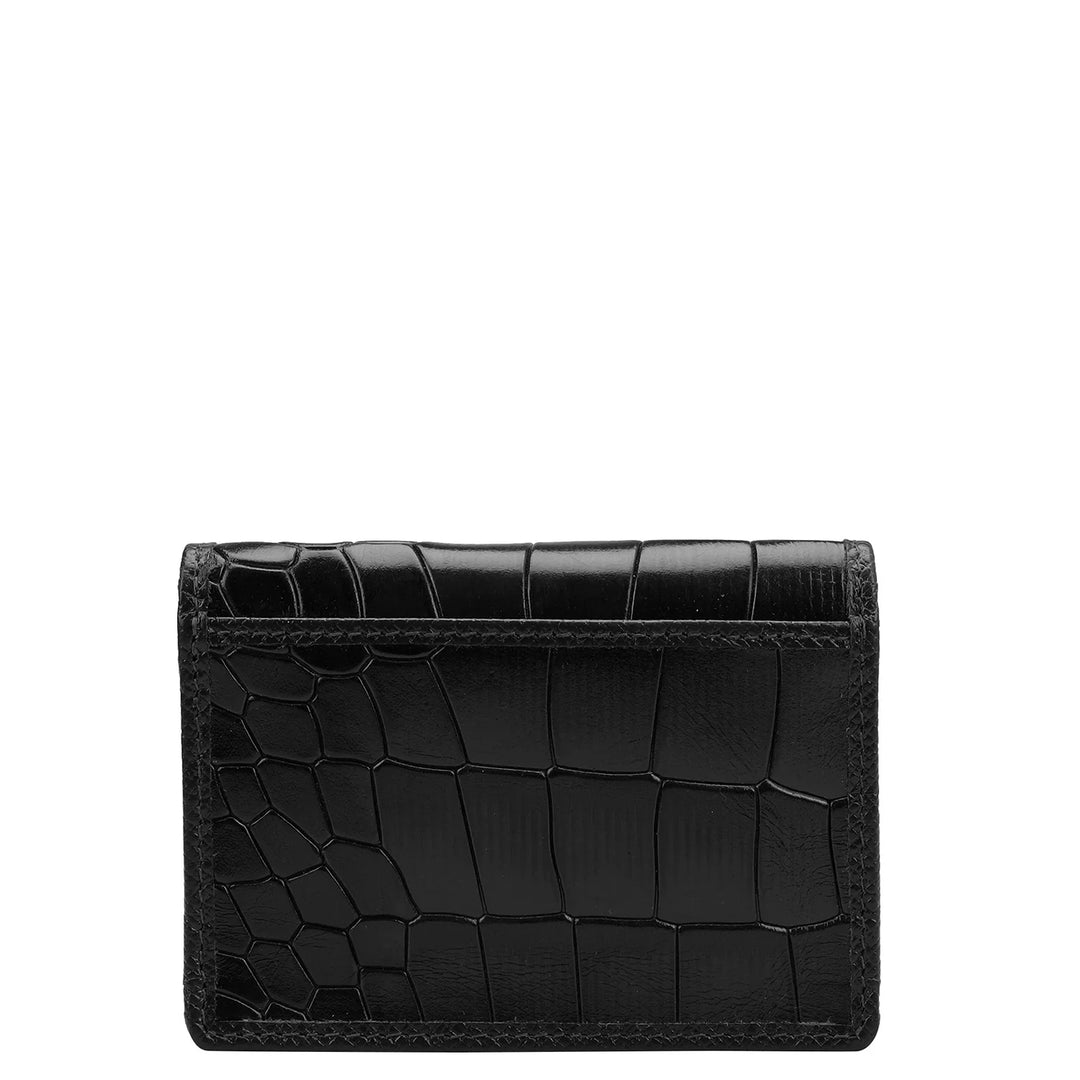 Croco Leather Card Case - Black