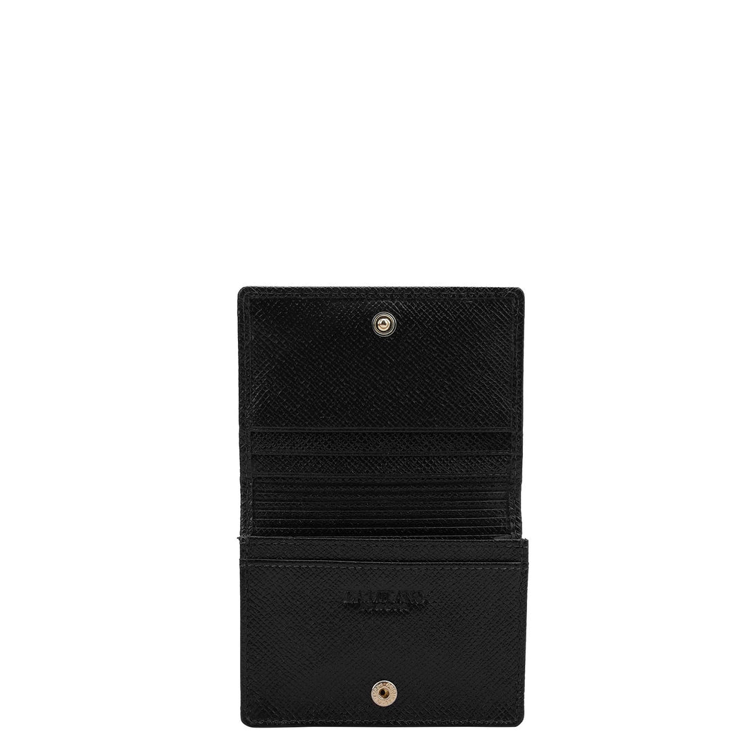 Croco Leather Card Case - Black