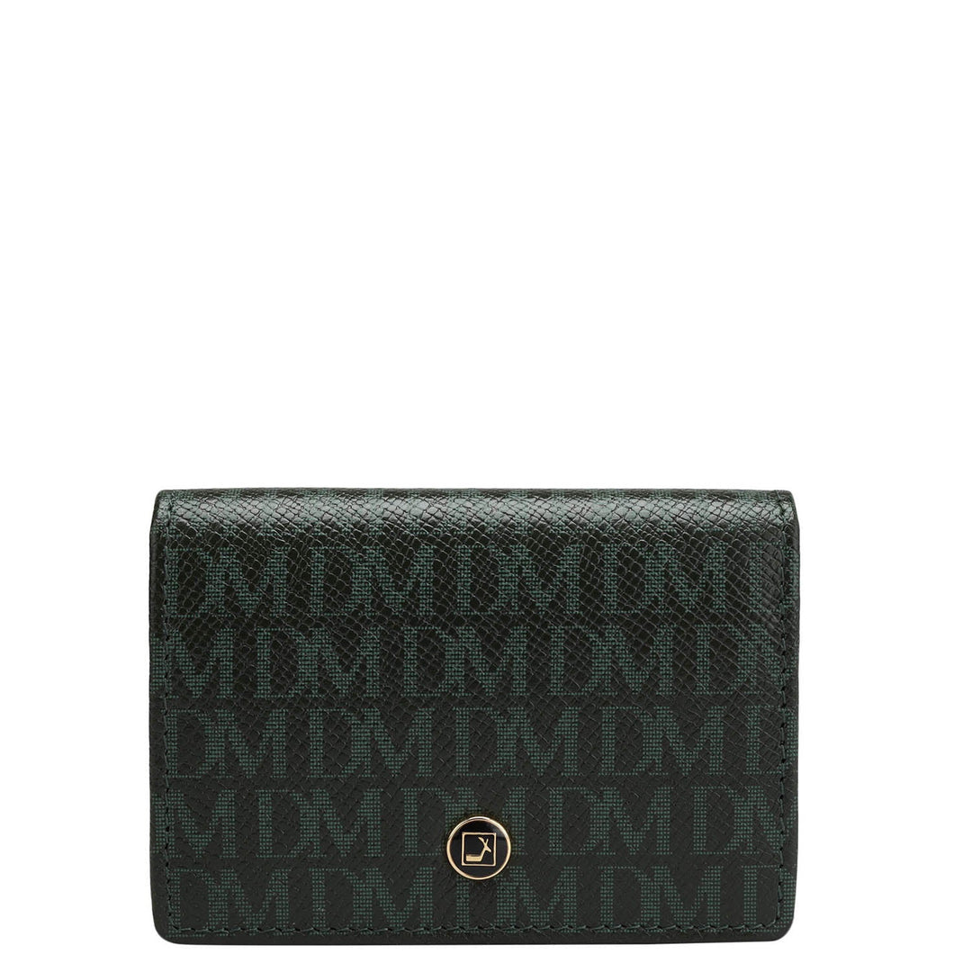 Monogram Leather Card Case - Petrol Green