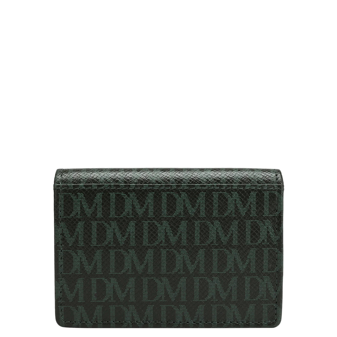 Monogram Leather Card Case - Petrol Green