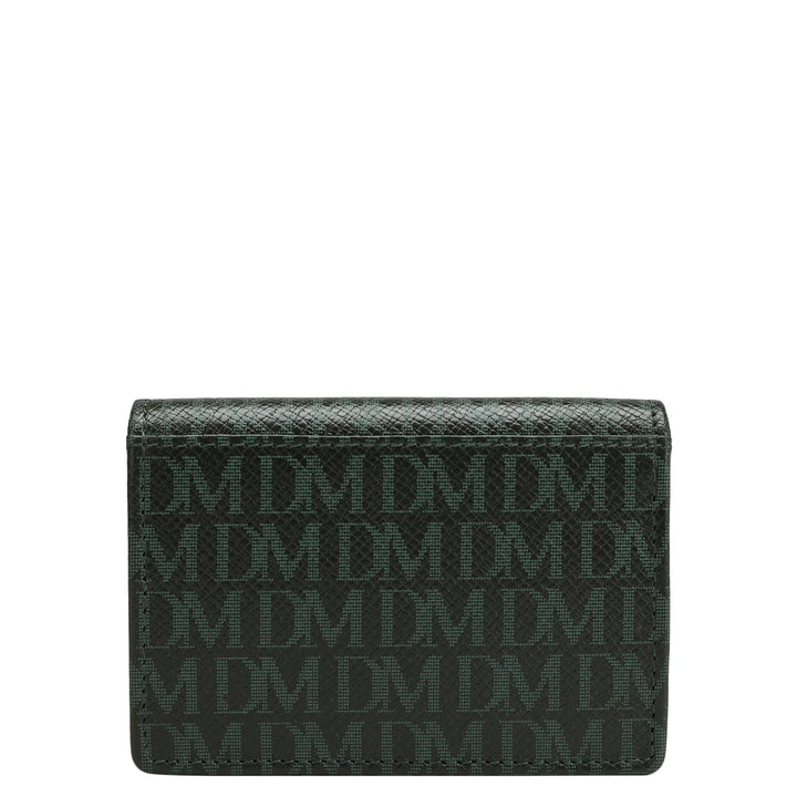 Monogram Leather Card Case - Petrol Green