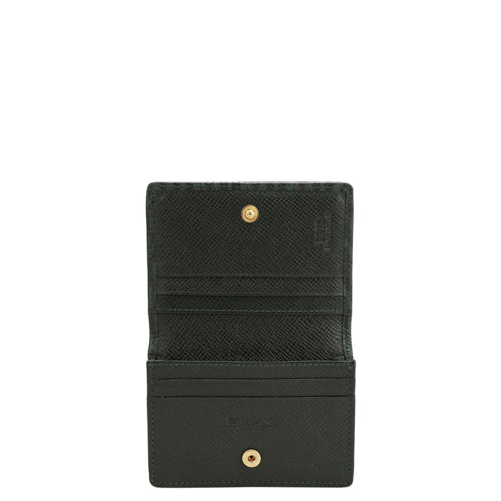 Monogram Leather Card Case - Petrol Green