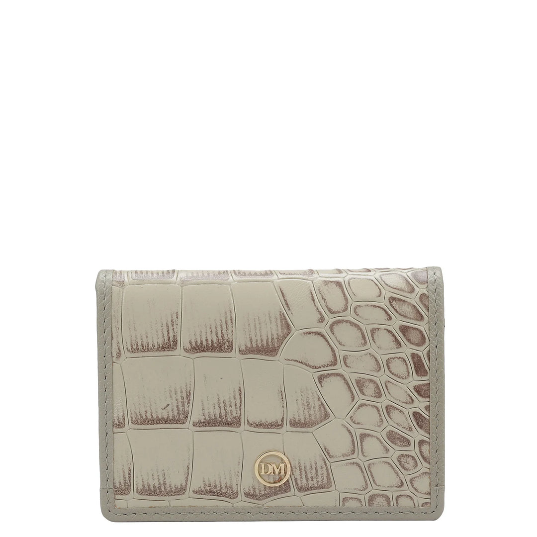 Croco Leather Card Case - Frost