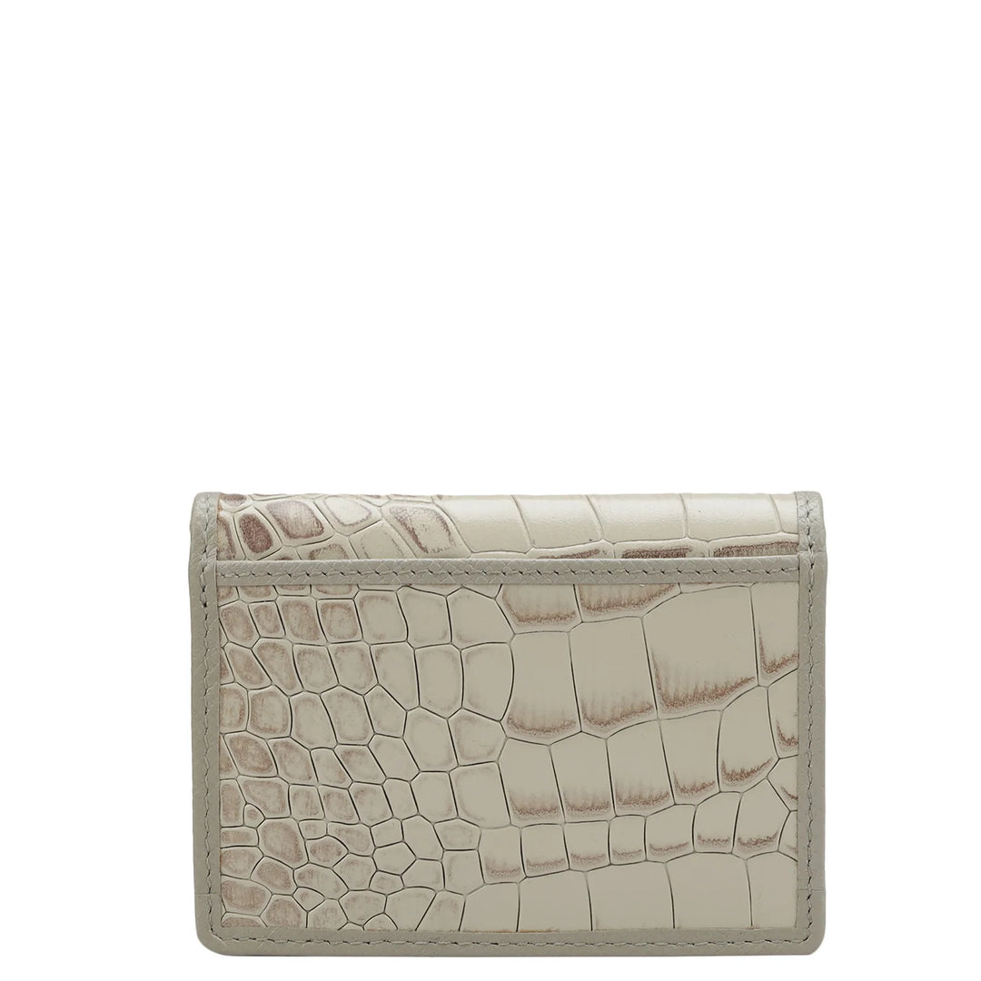 Croco Leather Card Case - Frost