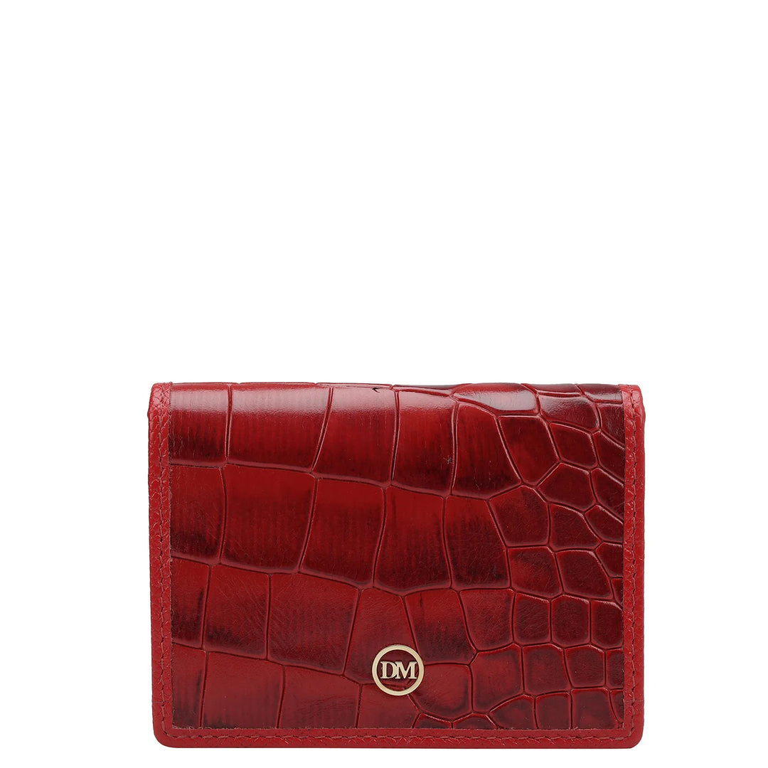 Croco Leather Card Case - Red