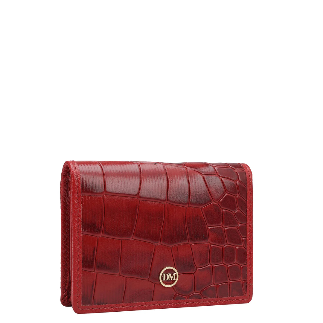 Croco Leather Card Case - Red