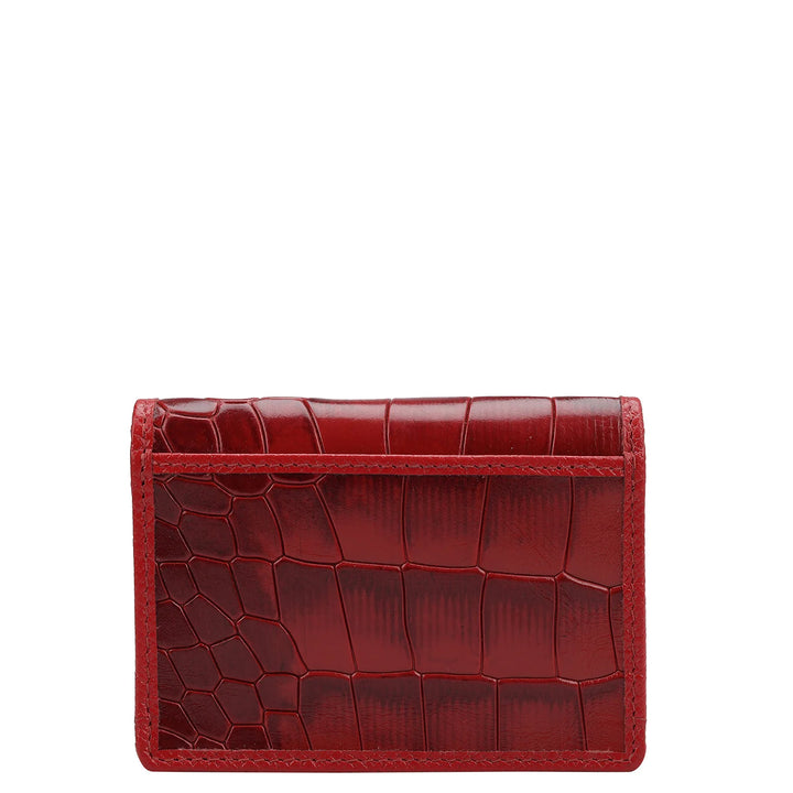 Croco Leather Card Case - Red