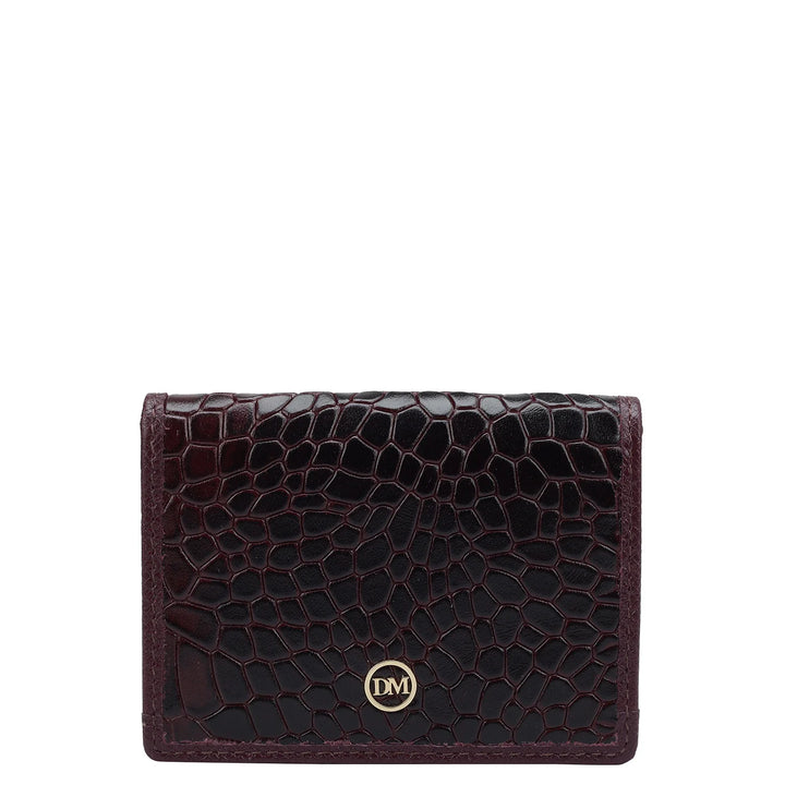 Croco Leather Card Case - Wine