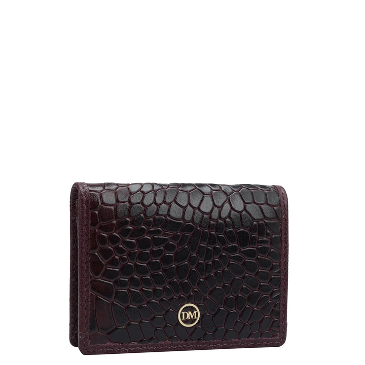 Croco Leather Card Case - Wine