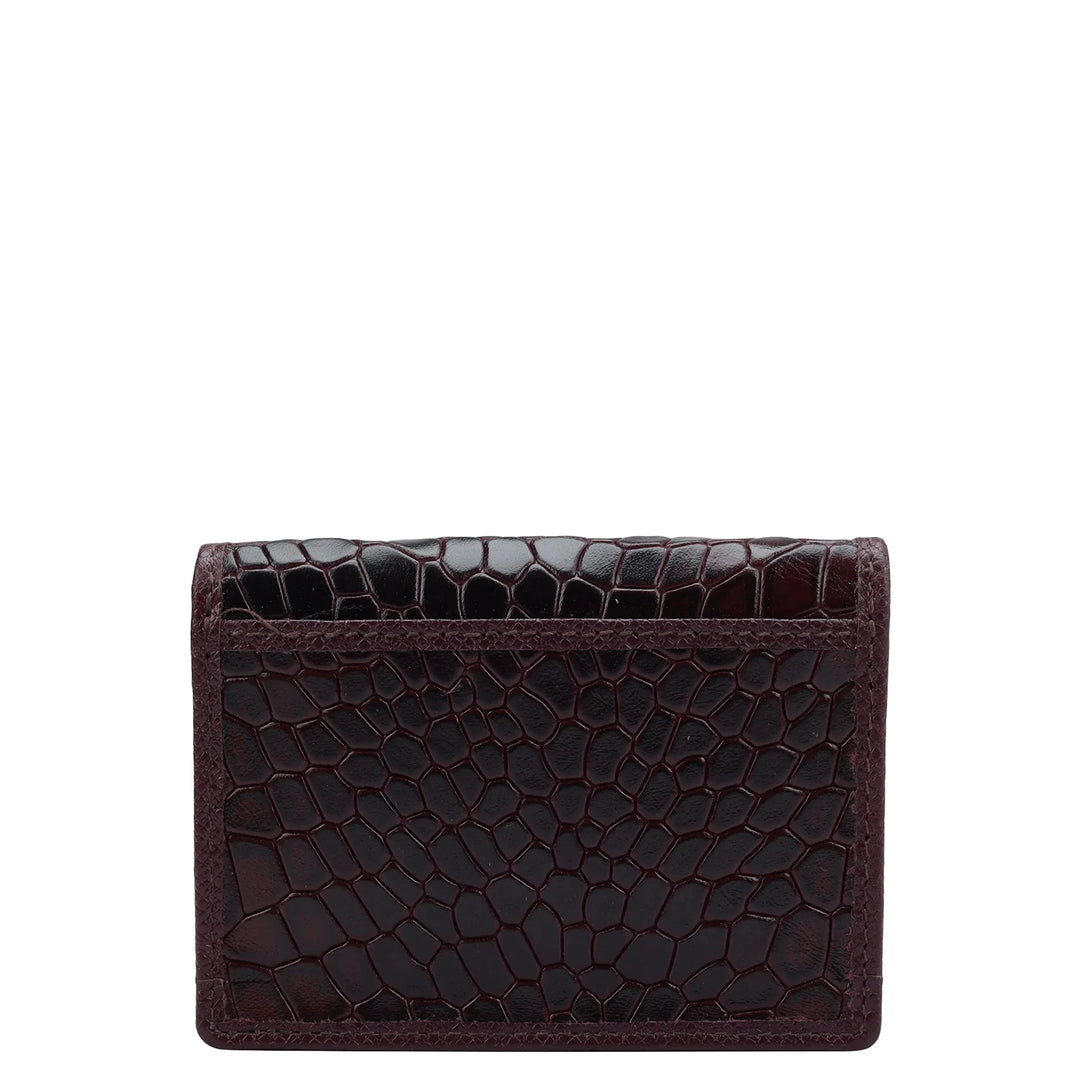 Croco Leather Card Case - Wine