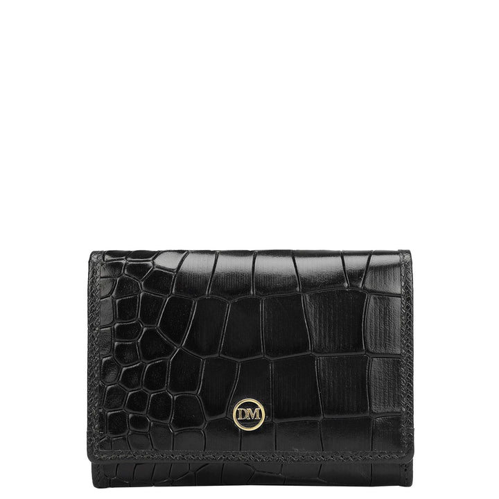 Croco Leather Card Case - Black