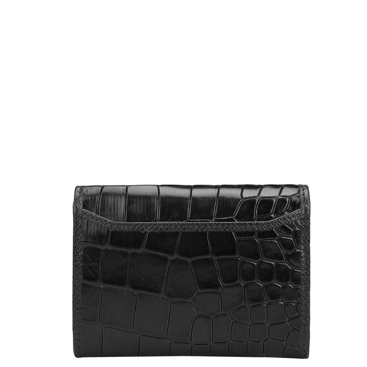 Croco Leather Card Case - Black