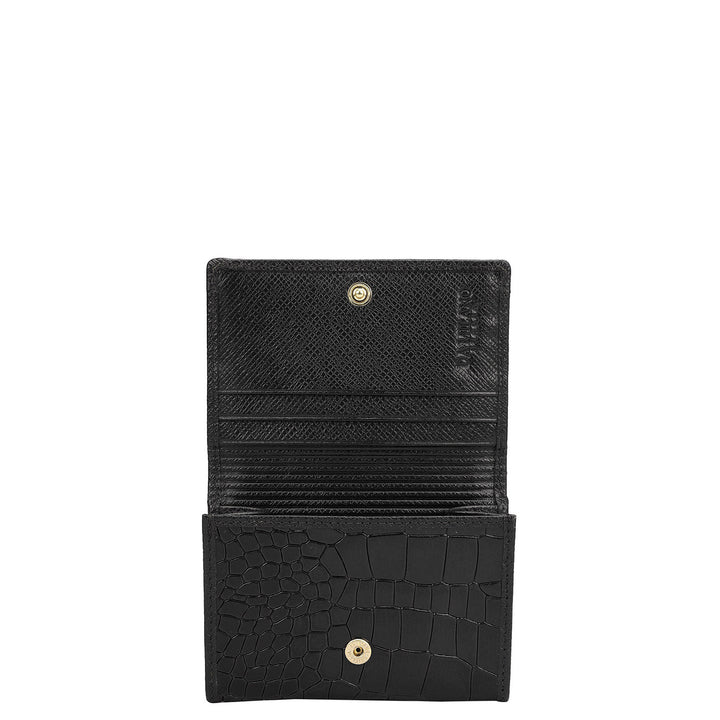 Croco Leather Card Case - Black