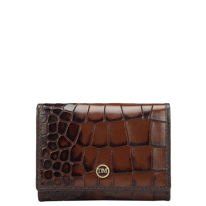 Croco Leather Card Case - Brown