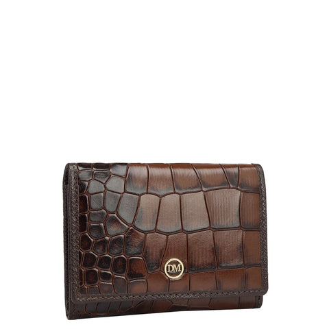 Croco Leather Card Case - Brown