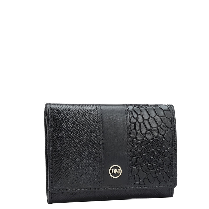 Franzy Croco Leather Card Case - Black