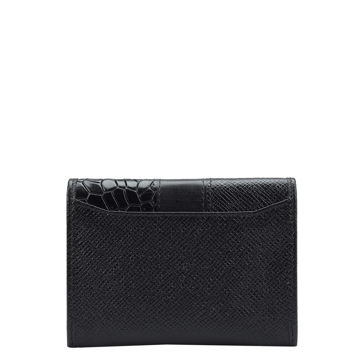 Franzy Croco Leather Card Case - Black