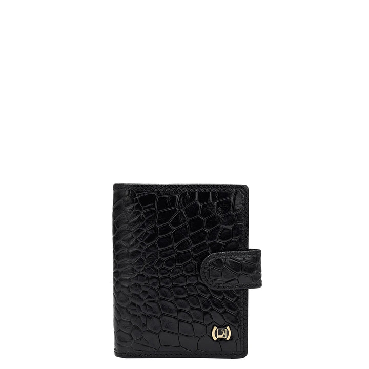 Croco Leather Card Case - Black