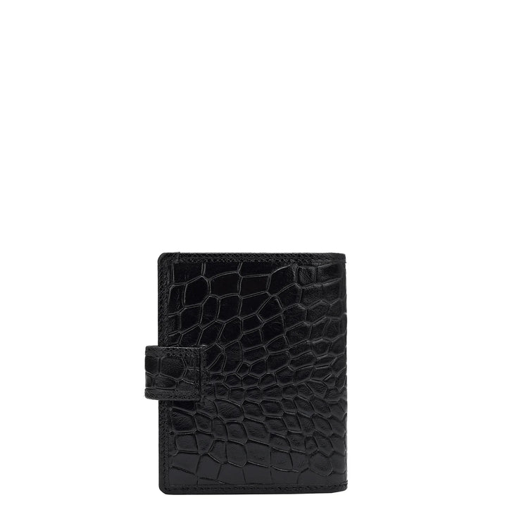 Croco Leather Card Case - Black