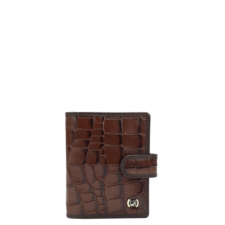 Croco Leather Card Case - Brown