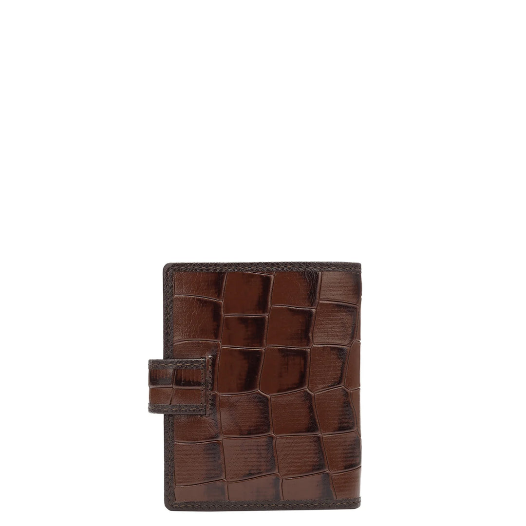 Croco Leather Card Case - Brown