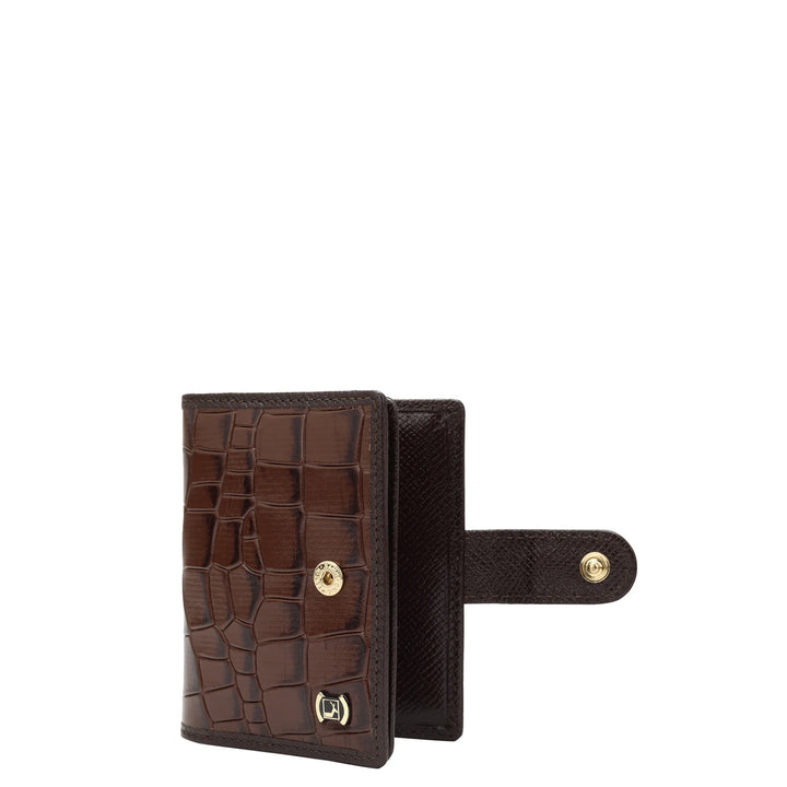 Croco Leather Card Case - Brown