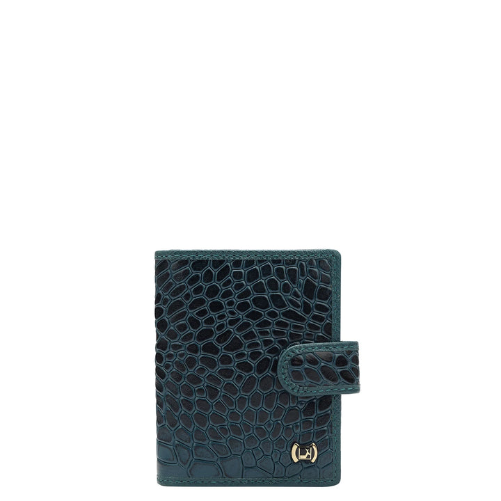 Croco Leather Card Case - Ocean