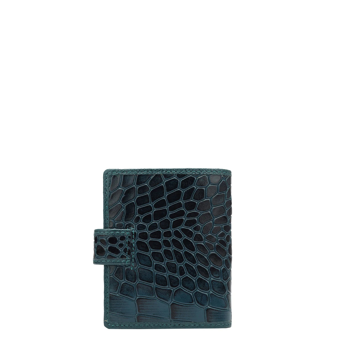 Croco Leather Card Case - Ocean