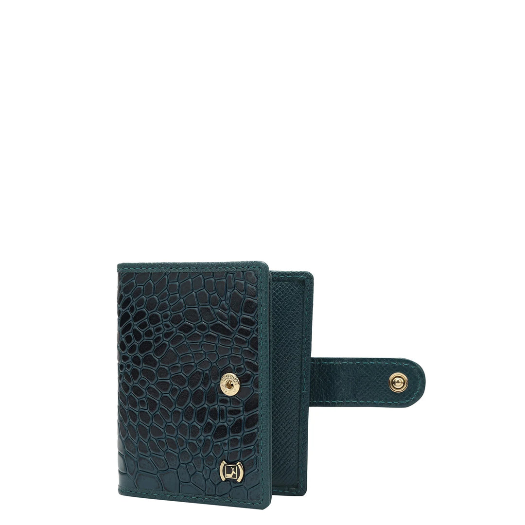 Croco Leather Card Case - Ocean