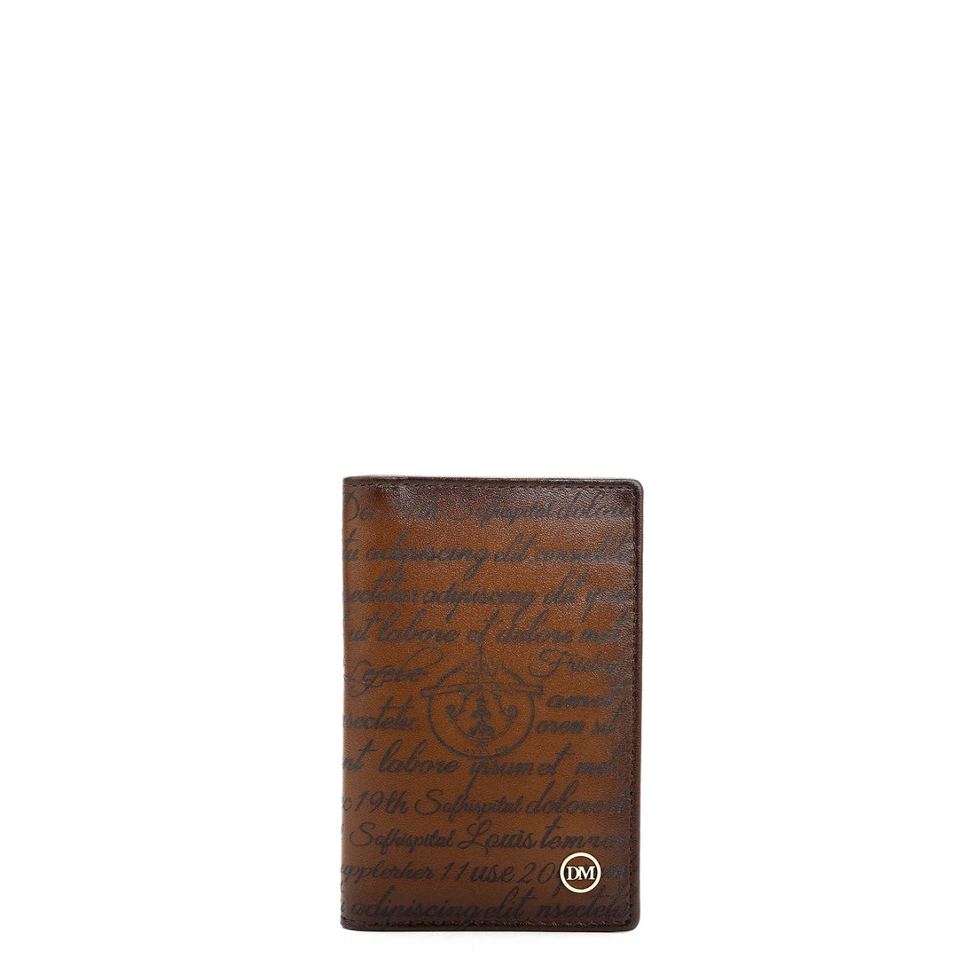 12 Slots Leather Card Case - Cognac