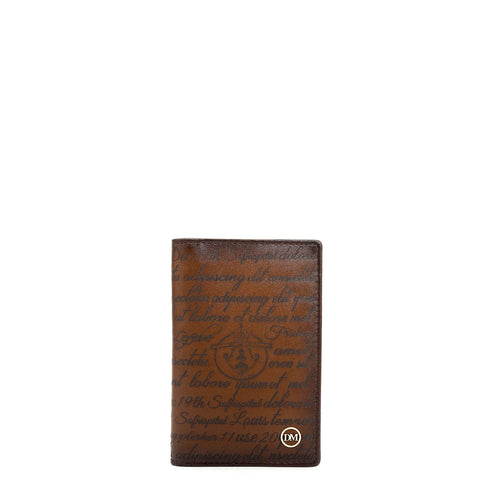 12 Slots Leather Card Case - Cognac