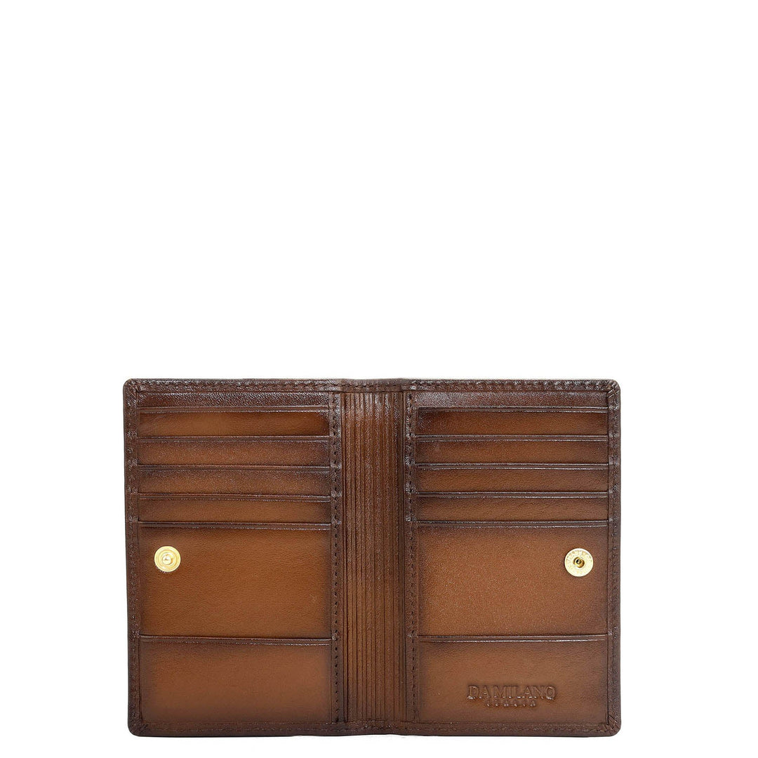 12 Slots Leather Card Case - Cognac