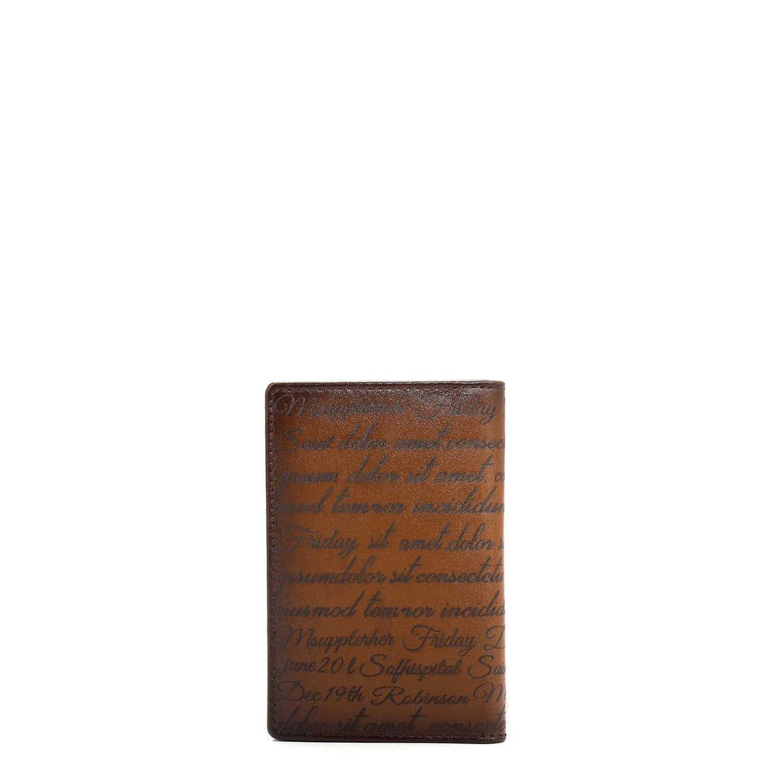 12 Slots Leather Card Case - Cognac