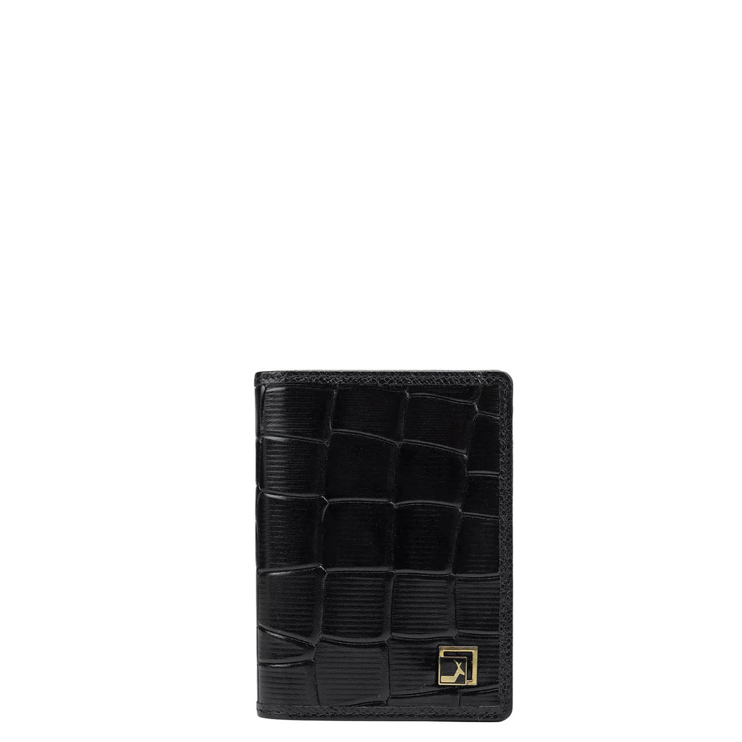 Croco Leather Card Case - Black