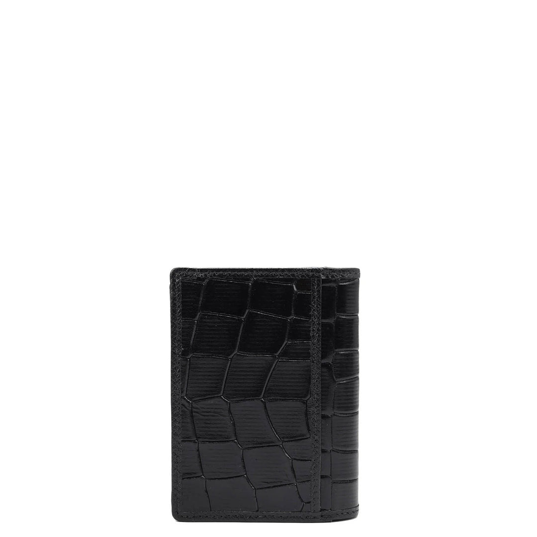 Croco Leather Card Case - Black