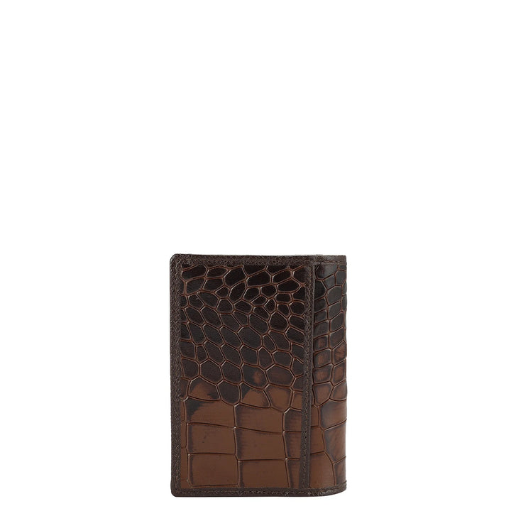 Croco Leather Card Case - Brown