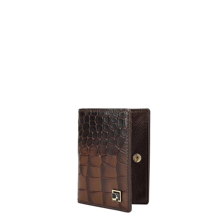 Croco Leather Card Case - Brown