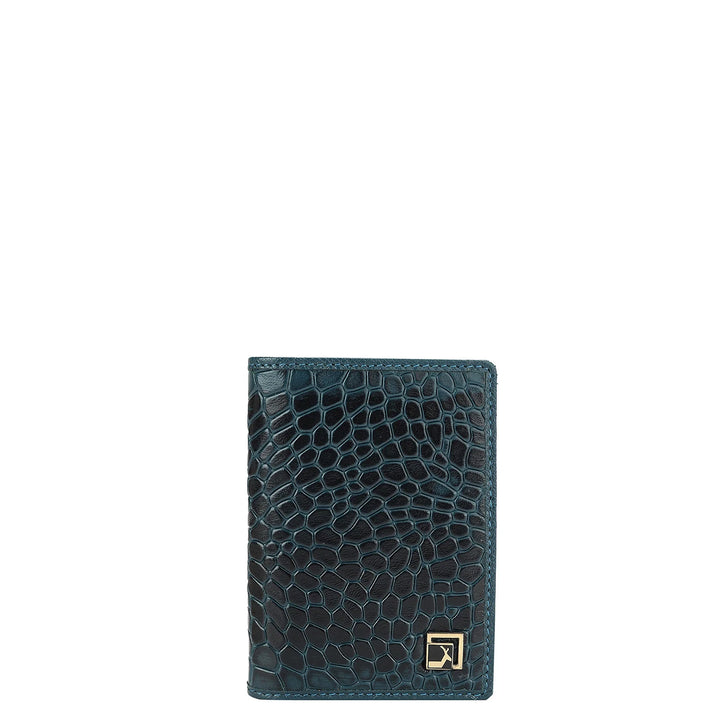 Croco Leather Card Case - Ocean